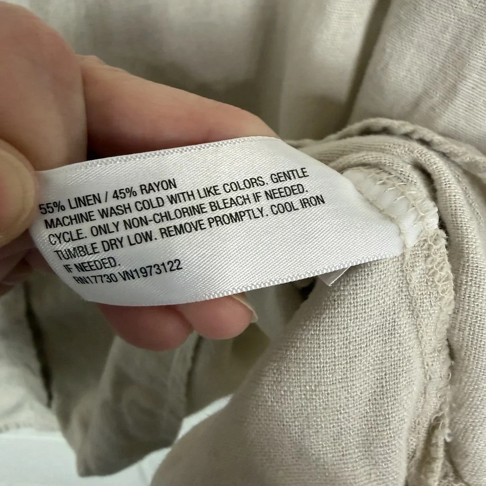 Ava & Viv Button Up Top Plus SZ 3X Linen Blend Wrap-Back Neutral Beach Coastal - Picture 10 of 12